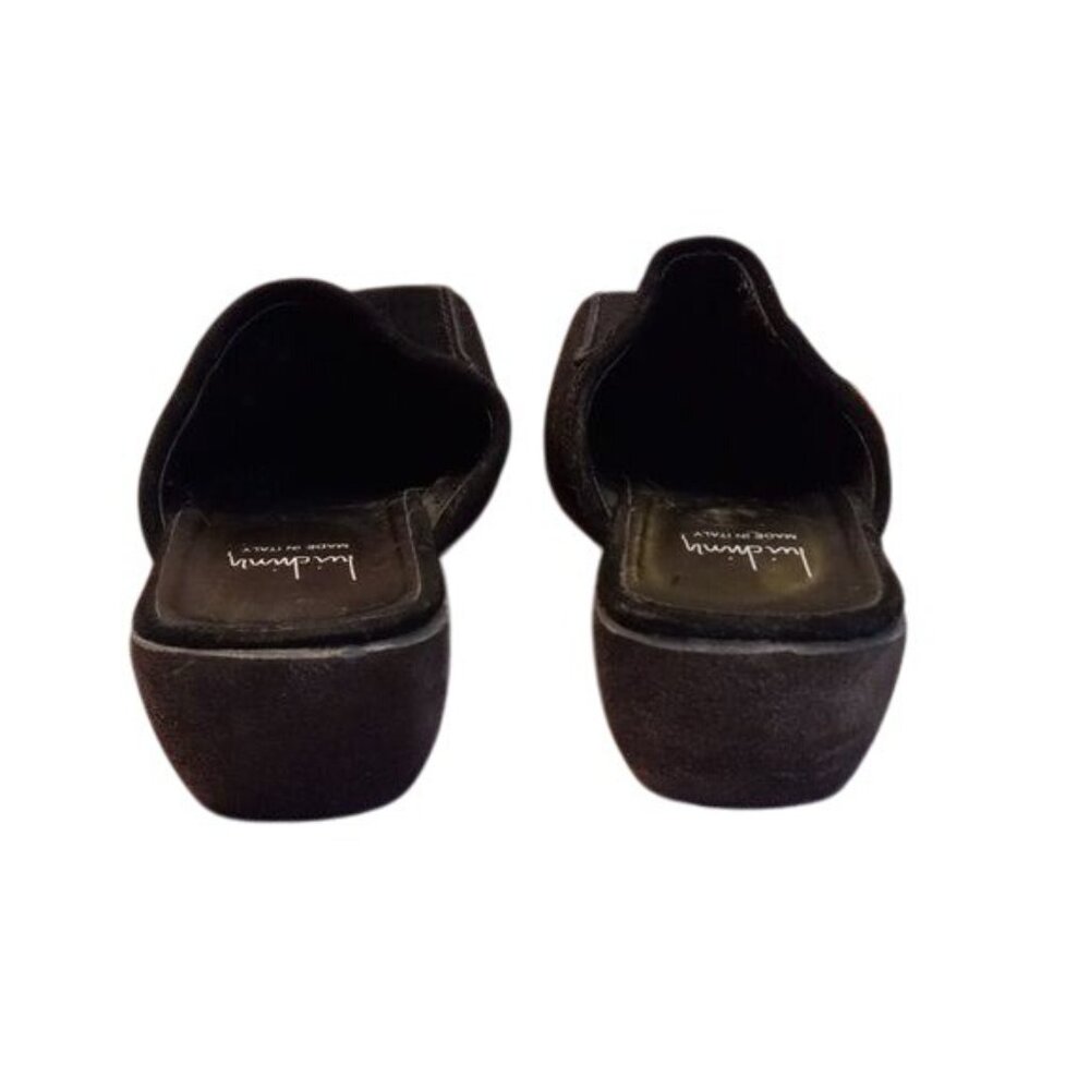 Luichiny Size 40 US 9 - 9.5 Womens Black Suede Slip-On Mules Low Wedge Heel - Picture 4 of 8